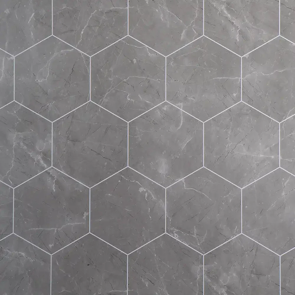 Lunar Stone Hexagon Tile Grout Line 1m Wall Panel - Image 2