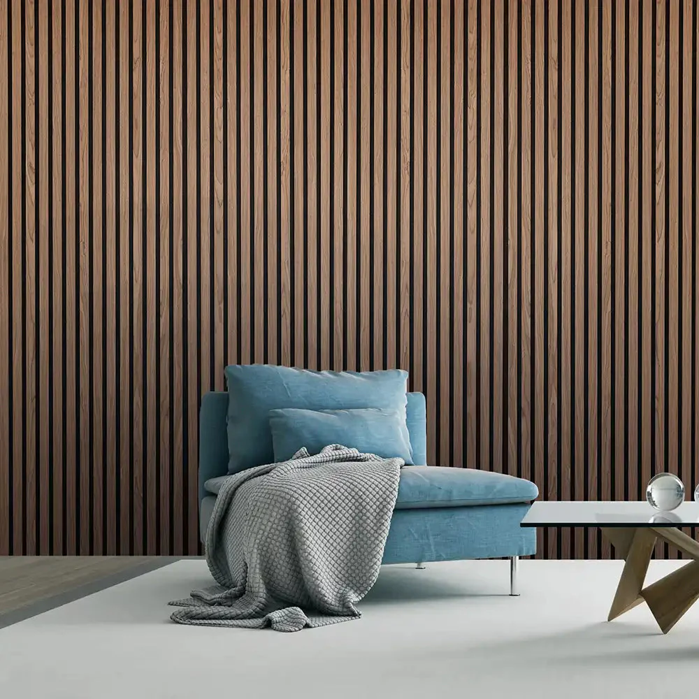 Slatwall Ultra Walnut 60cm x 2.4m Acoustic Wall Panel - Image 3