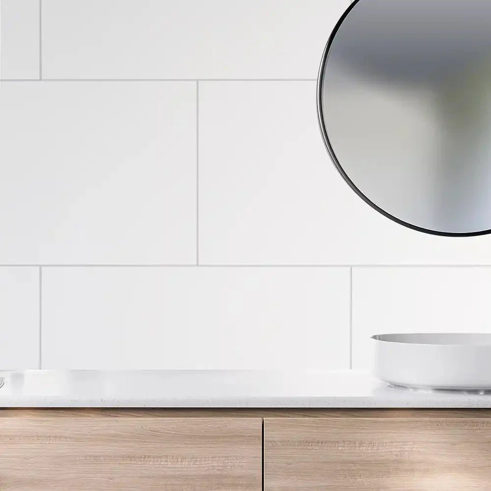 White Tile Grout Line 1m Wall Panel